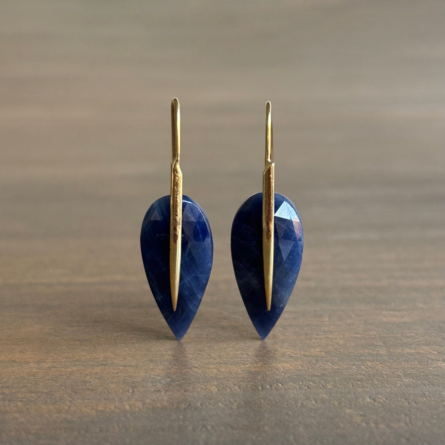 Blue Sapphire Feather Earrings