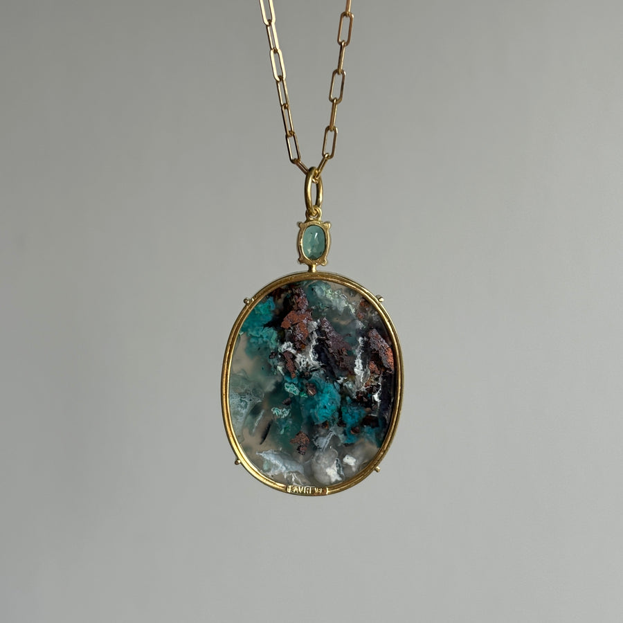 Confetti Chrysocolla & Tourmaline Pendant