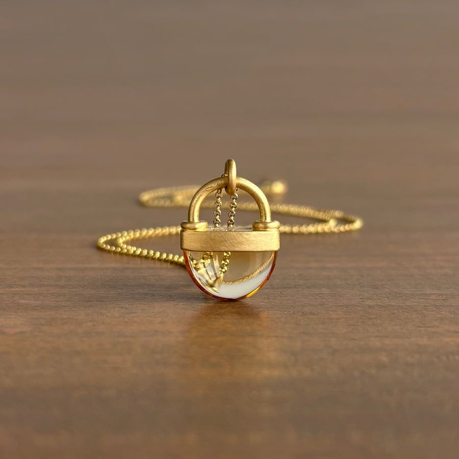 Half Round Brazilian Citrine Lock Pendant