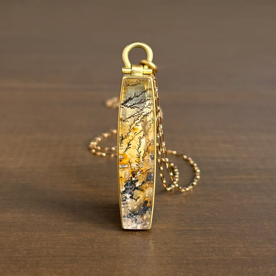 Long Dendritic Quartz Rectangle Pendant