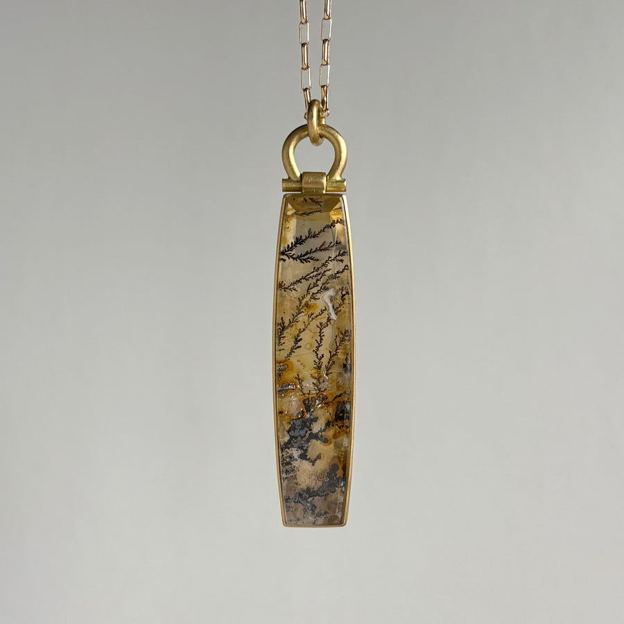 Long Dendritic Quartz Rectangle Pendant