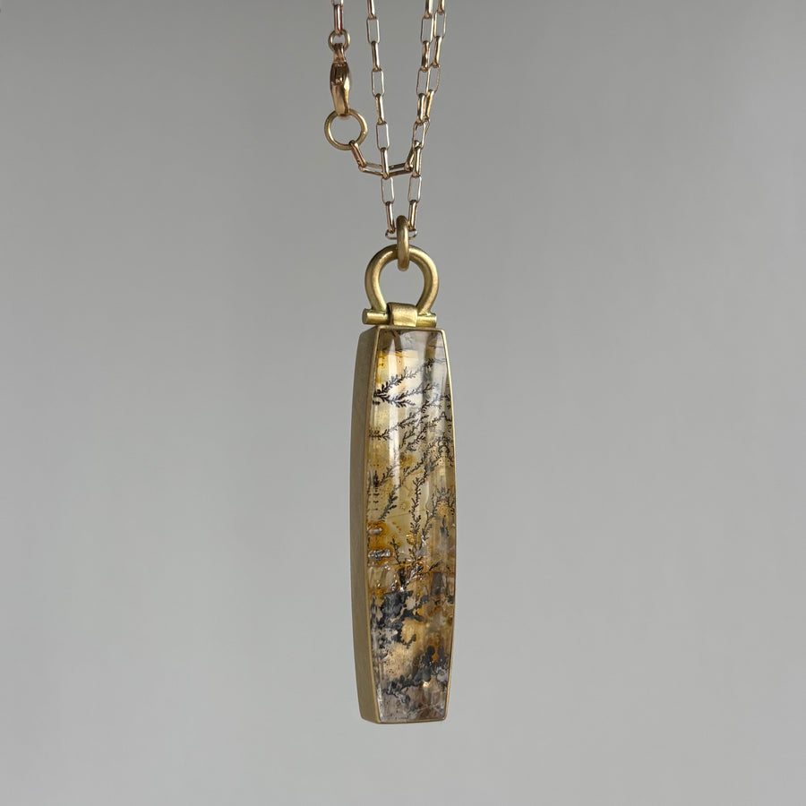 Long Dendritic Quartz Rectangle Pendant