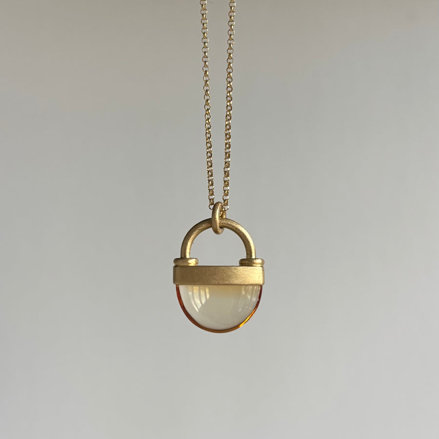 Half Round Brazilian Citrine Lock Pendant