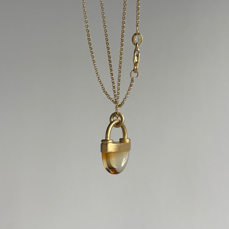 Half Round Brazilian Citrine Lock Pendant