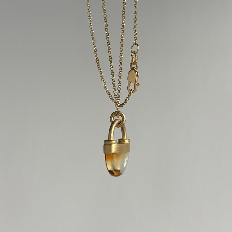 Half Round Brazilian Citrine Lock Pendant