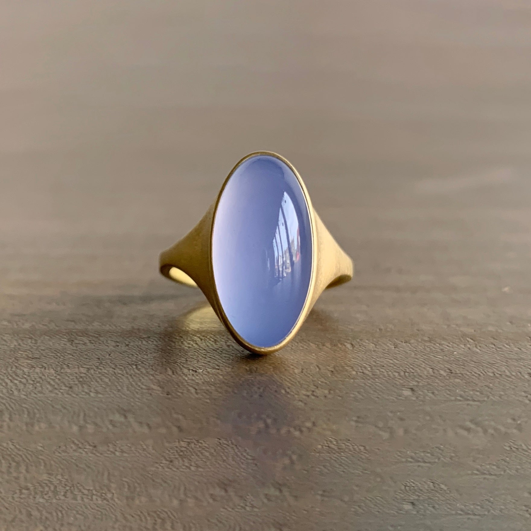 Elongated Oval Chalcedony Cabochon Cast Ring – Meeka Fine Jewelry