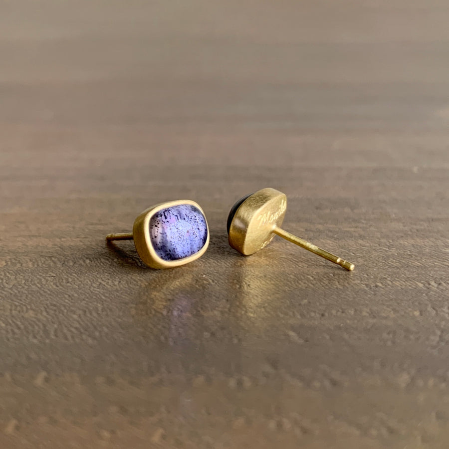 Iolite Cushion Cabochon Stud Earrings