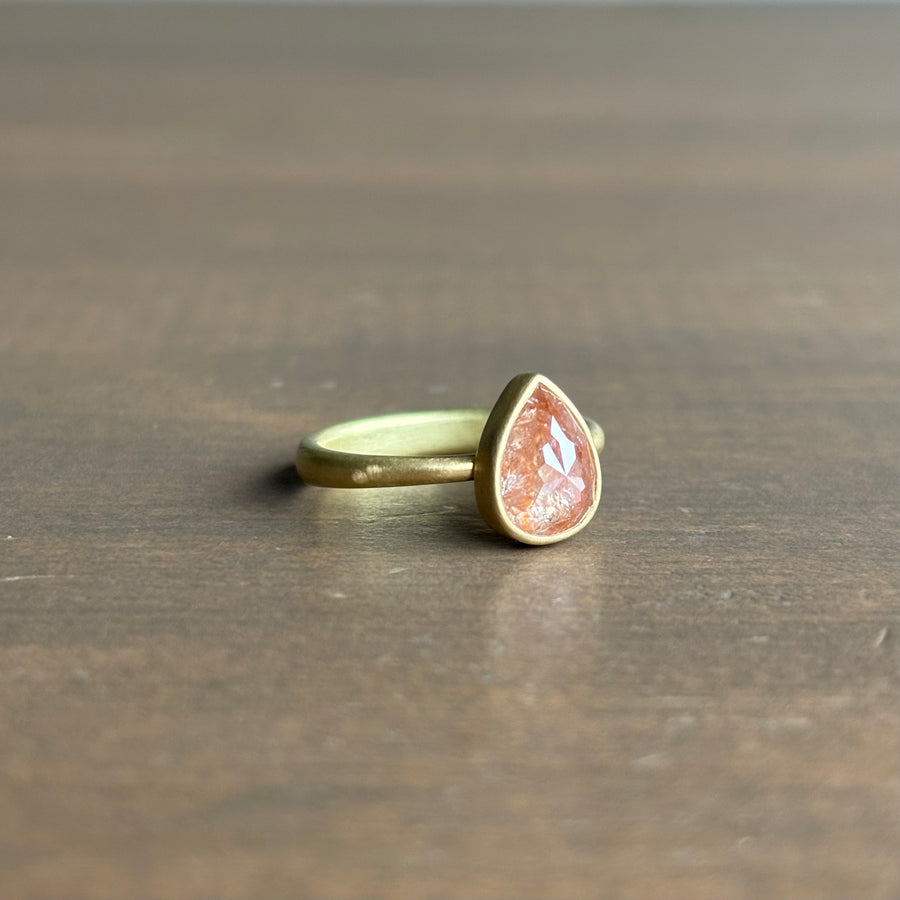 Tangerine Teardrop Diamond Ring