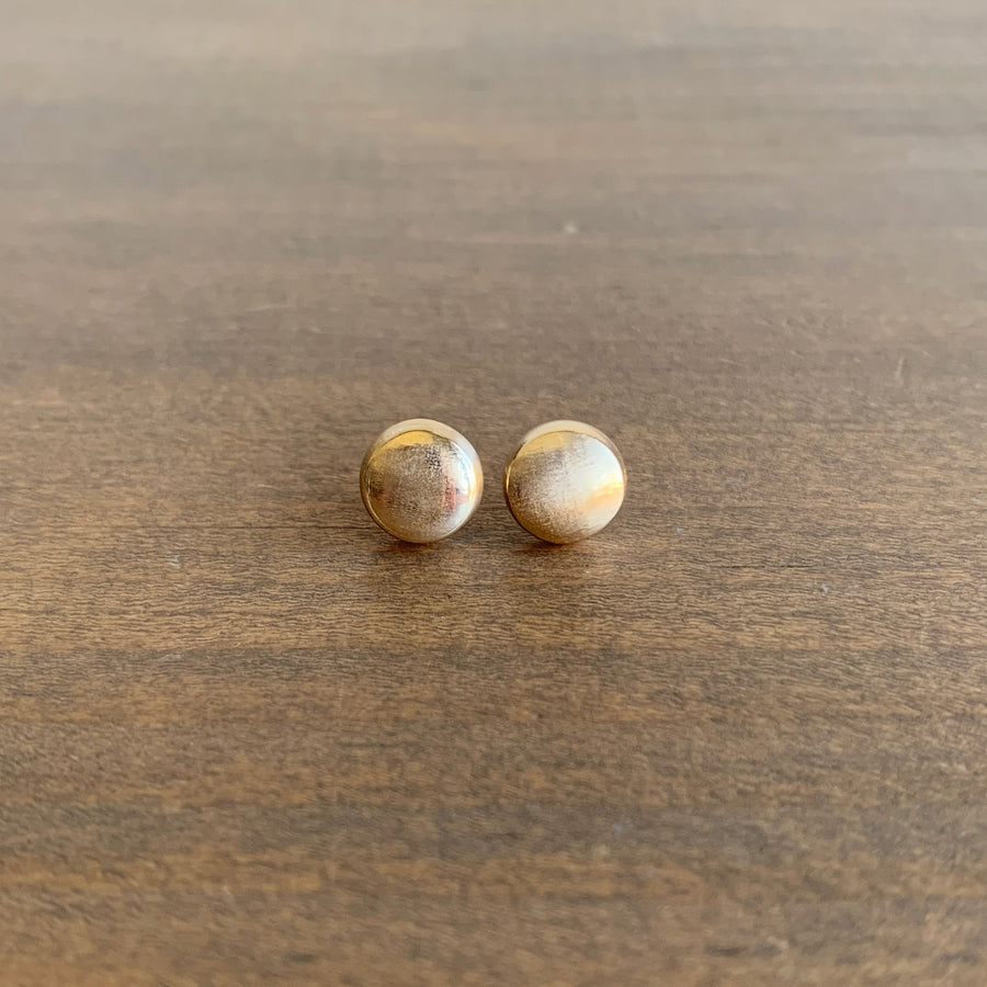 Large Gold Hewn Circle Post Earrings