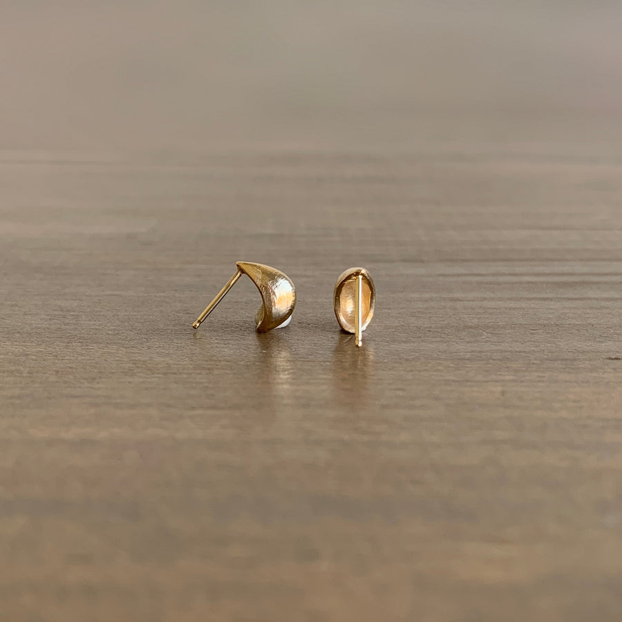 Smaller Gold Hewn Teardrop Stud Earrings