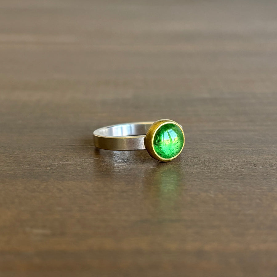 Round Green Tsavorite Garnet Ring