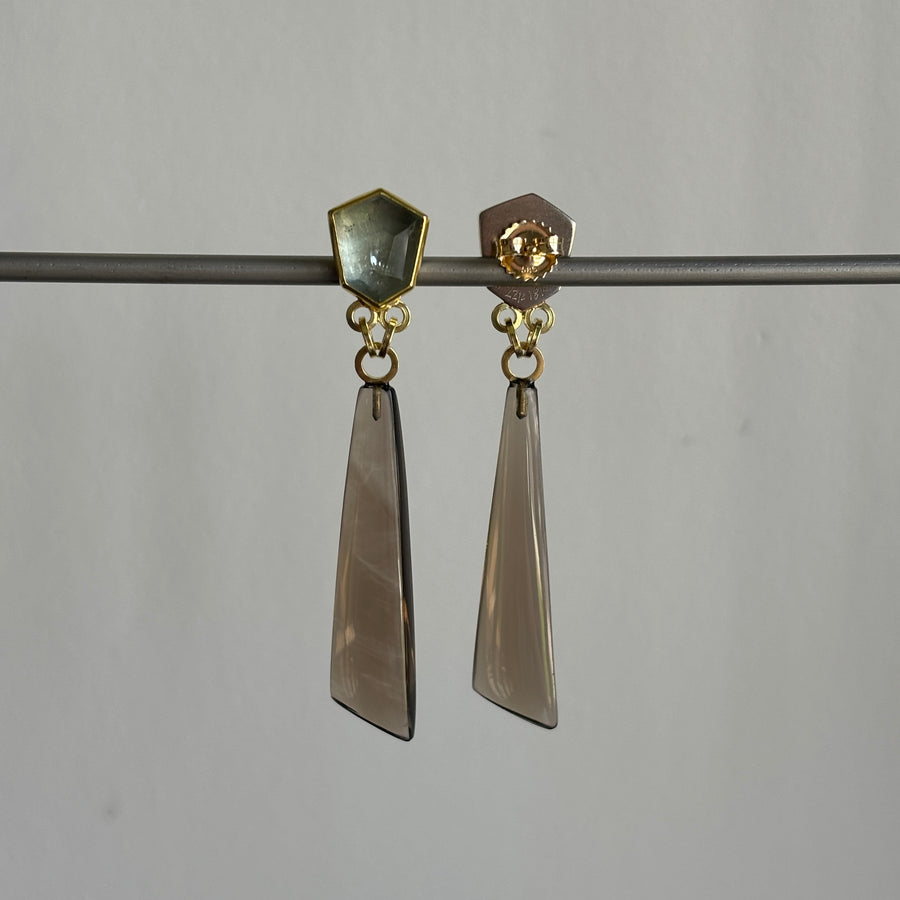 Aquamarine & Smoky Quartz Earrings