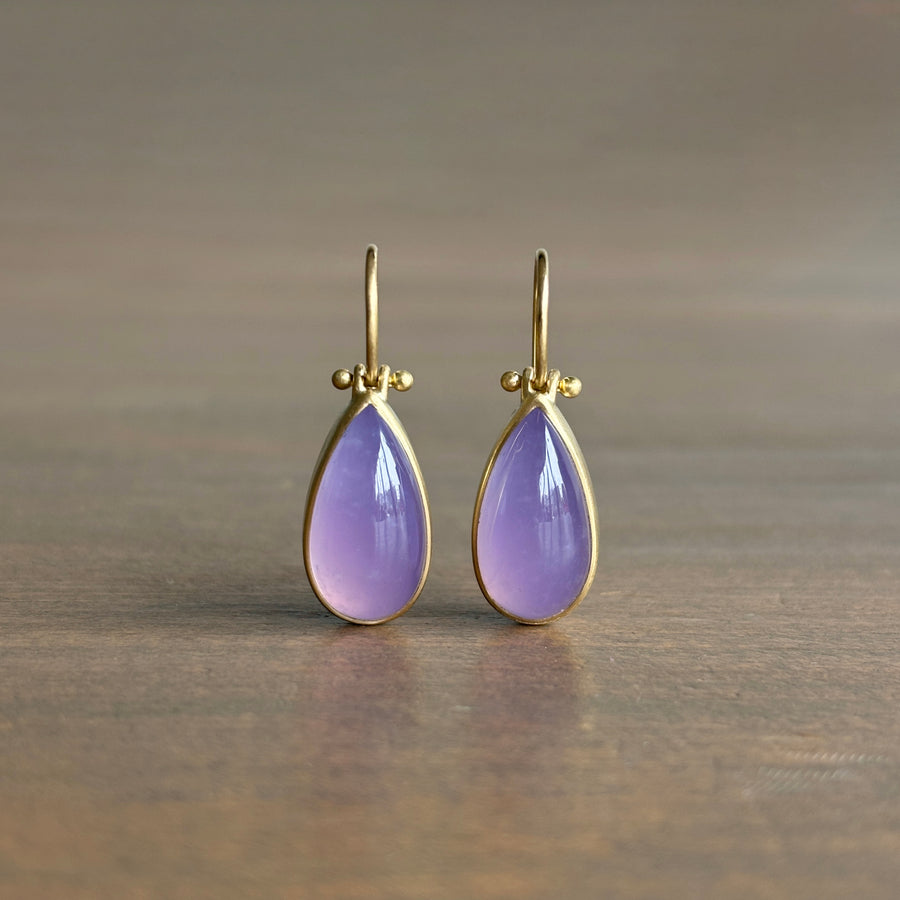 Lilac Ethiopian Chalcedony Drop Earrings