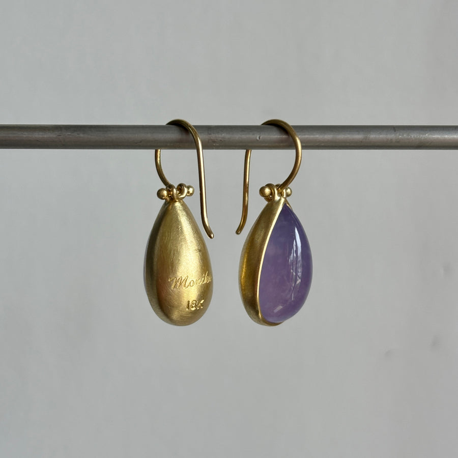 Lilac Ethiopian Chalcedony Drop Earrings