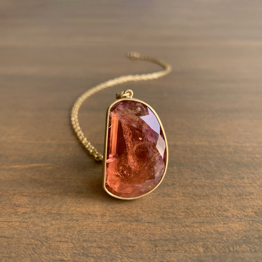 Peachy Pink Tourmaline Necklace
