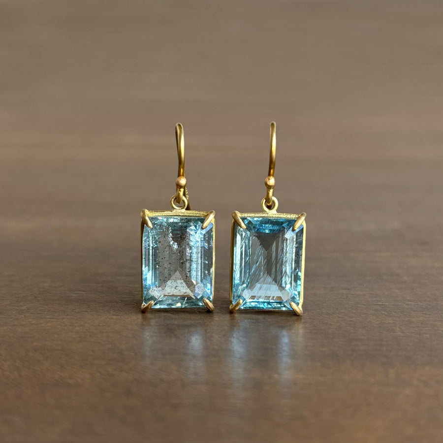 Icy Emerald Cut Aquamarine Earrings