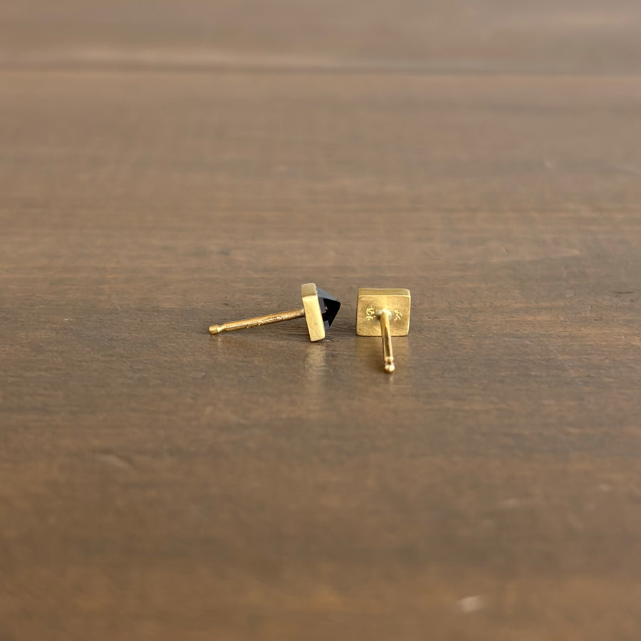 Squarish Blue Sapphire Stud Earrings