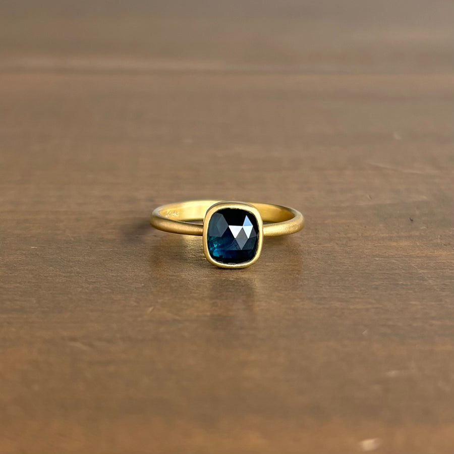 Rubyvale Australian Teal Sapphire Cushion Ring