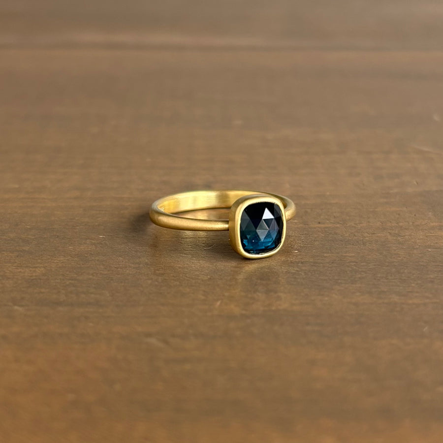 Rubyvale Australian Teal Sapphire Cushion Ring