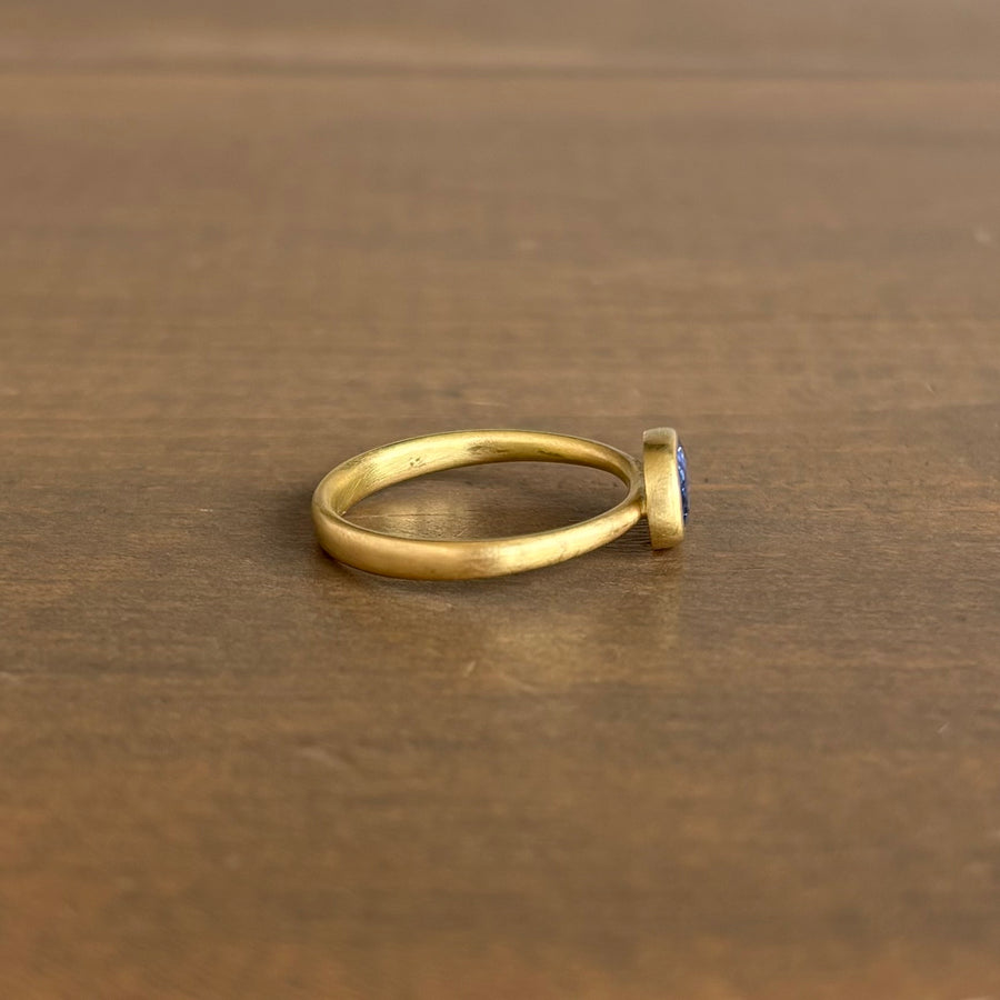 Ovalish Pale Blue Sapphire Sequin Ring