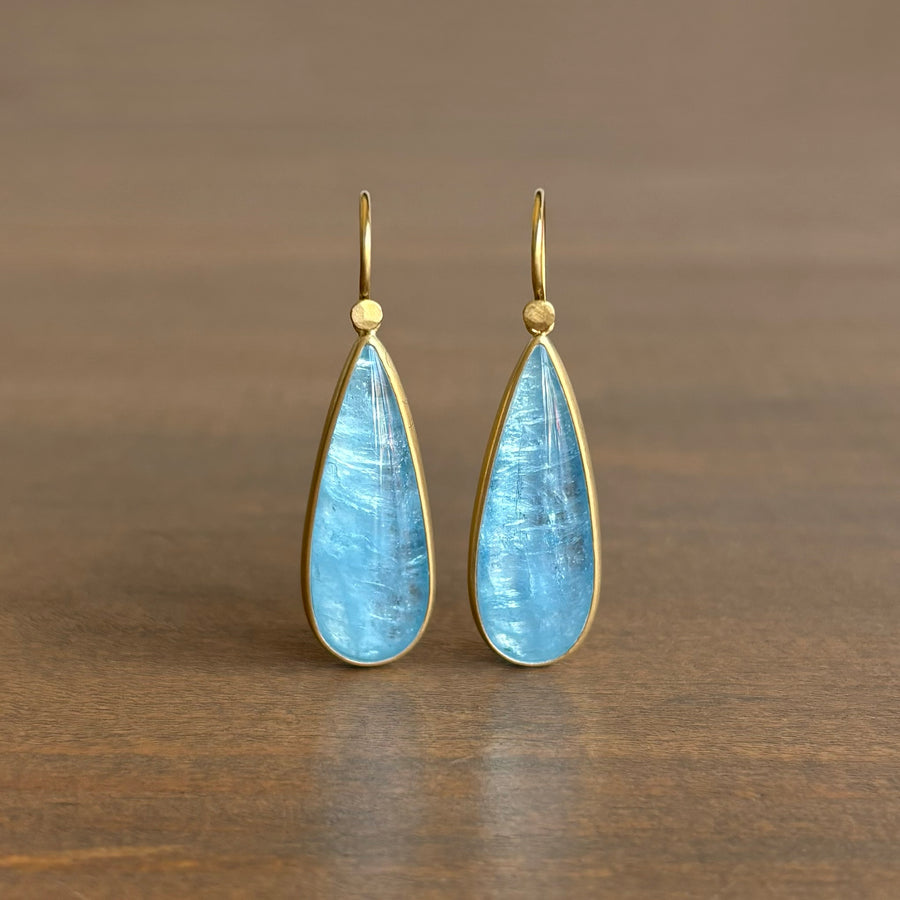 Long Brazilian Aquamarine Drop Earrings
