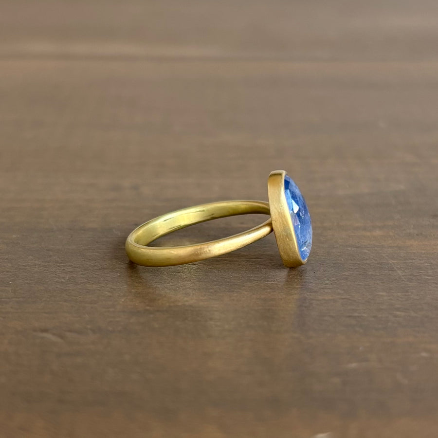 Cornflower Blue Shimmery Sapphire Pebble Ring