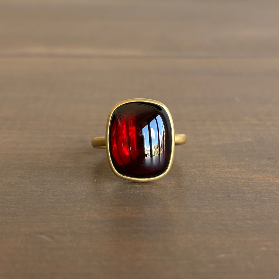 Garnet Cushion Cabochon Ring