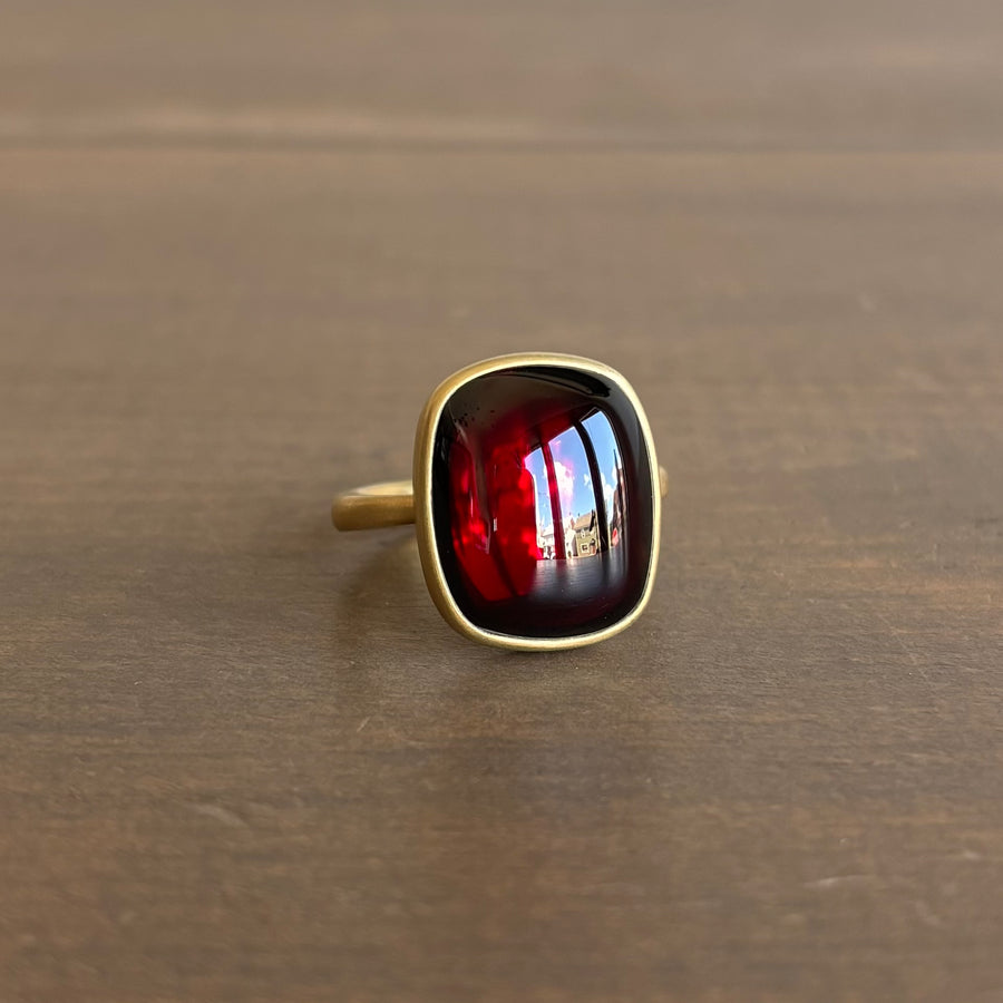 Garnet Cushion Cabochon Ring