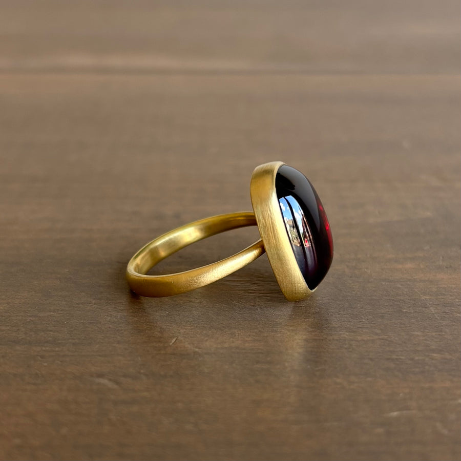 Garnet Cushion Cabochon Ring