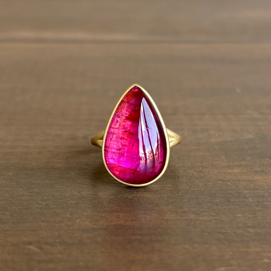 Pink Tourmaline Teardrop Ring