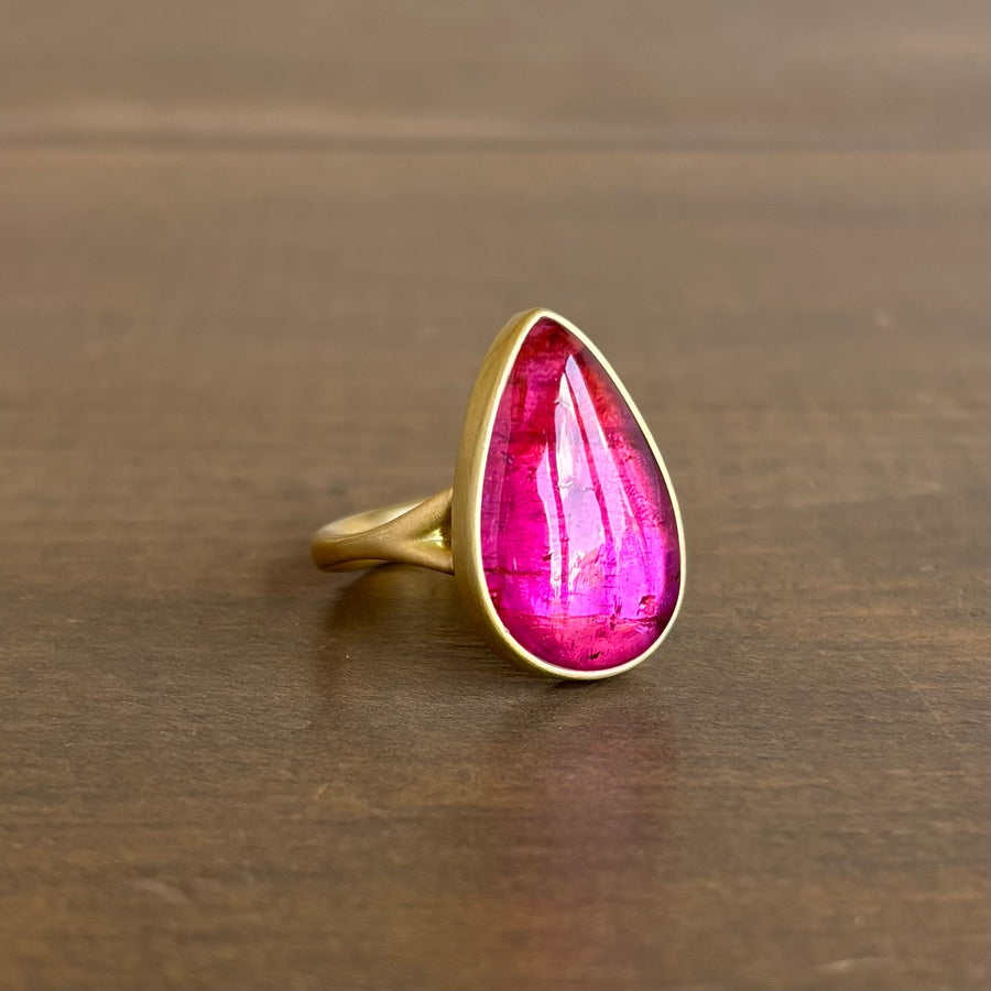 Pink Tourmaline Teardrop Ring