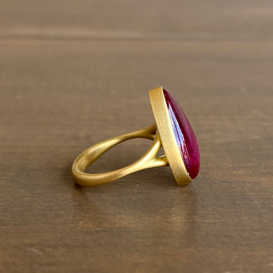 Pink Tourmaline Teardrop Ring
