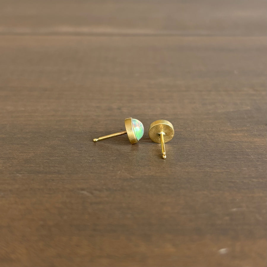 Round Ethiopian Opal Stud Earrings