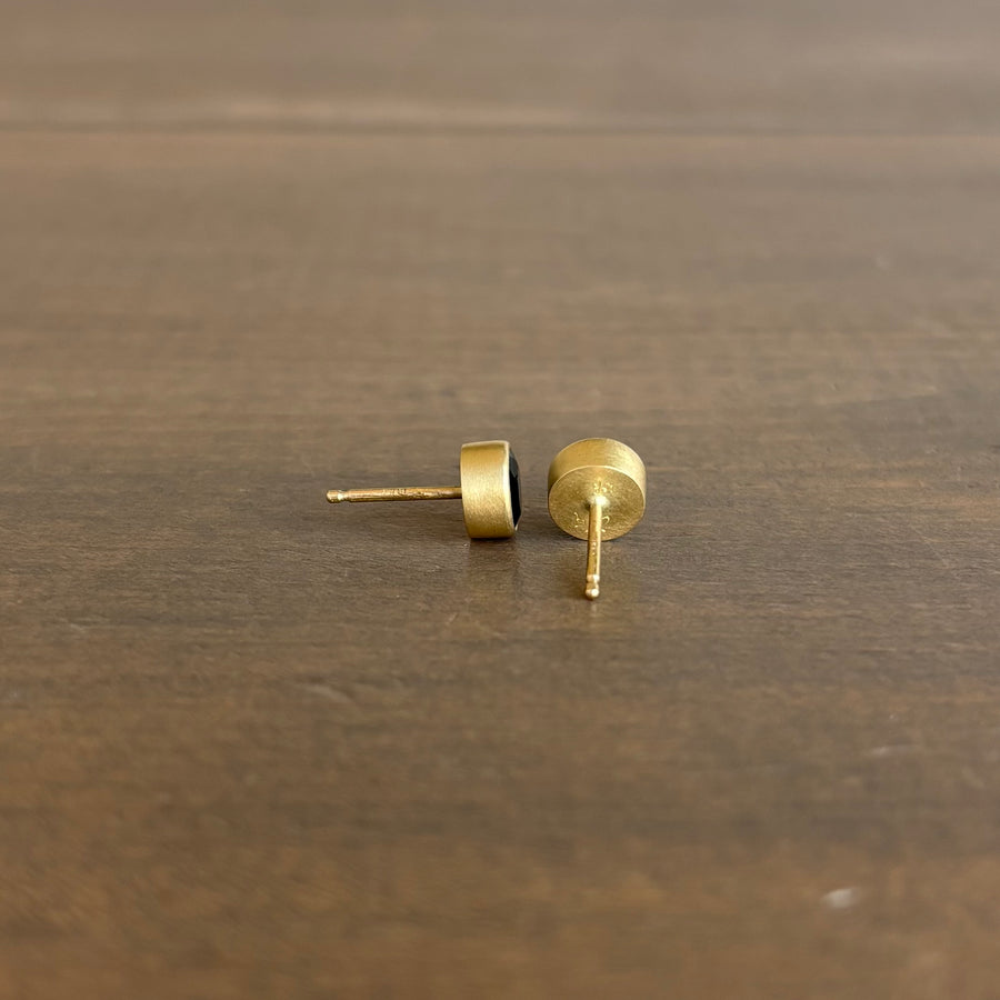 Round Green Faceted Tourmaline Stud Earrings