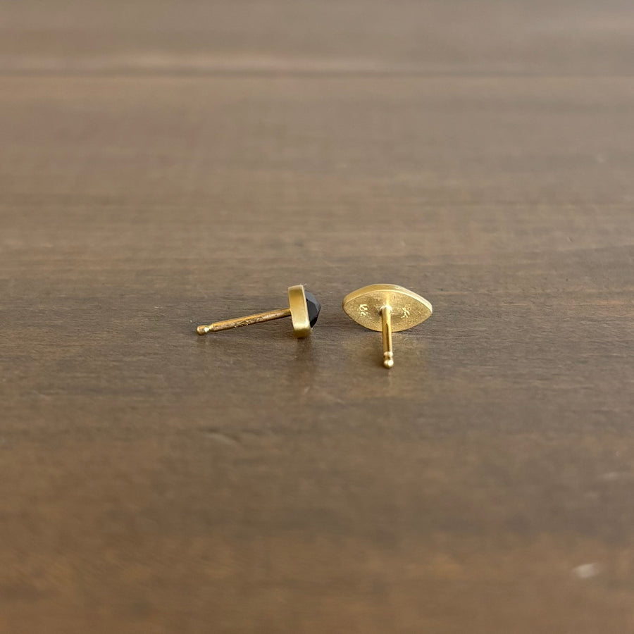 Antique Rose Cut Garnet Navette Stud Earrings