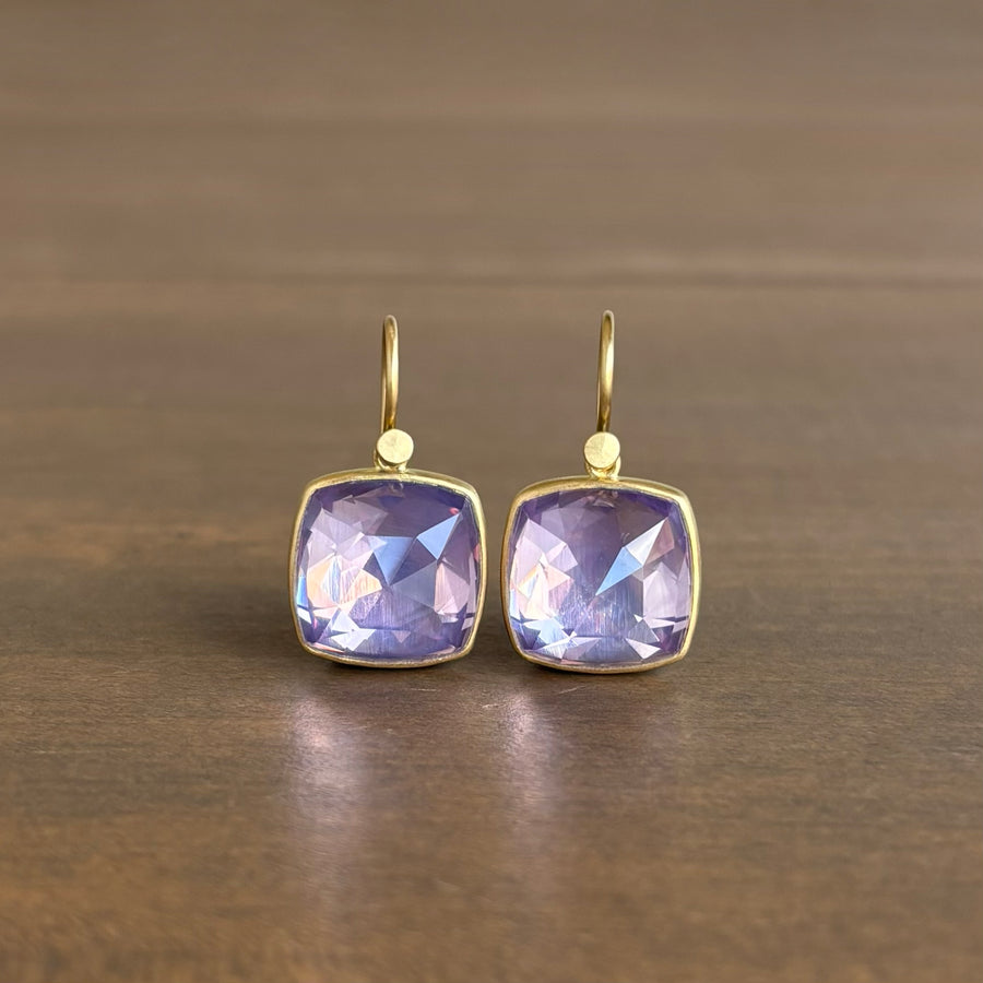 Lilac Amethyst Cushion Earrings