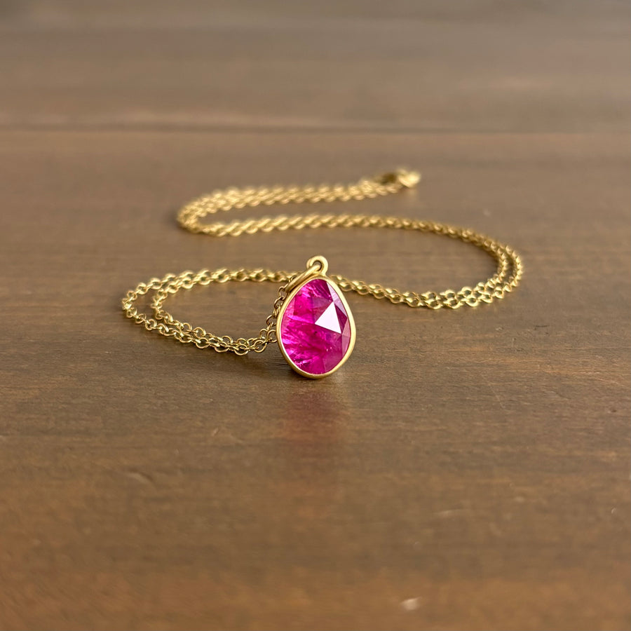 Mozambique Ruby Pebble Pendant