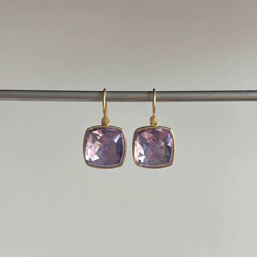 Lilac Amethyst Cushion Earrings