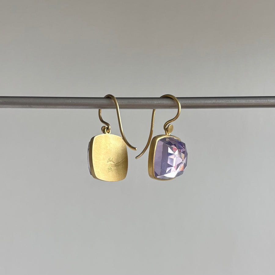 Lilac Amethyst Cushion Earrings