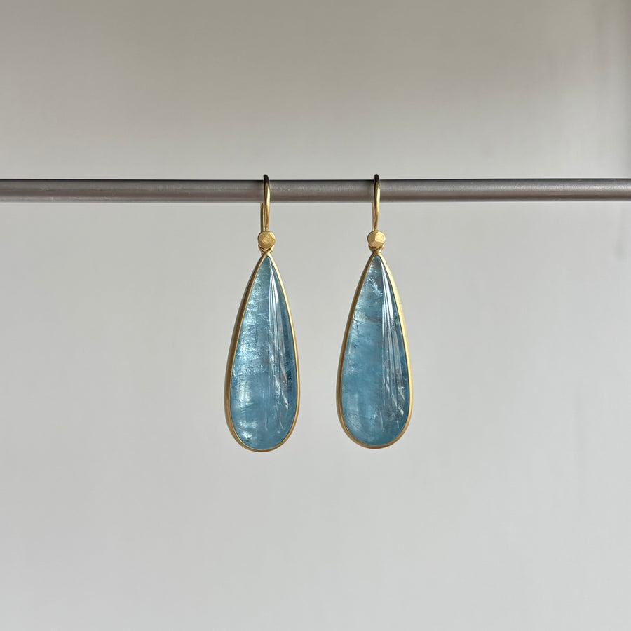 Long Brazilian Aquamarine Drop Earrings