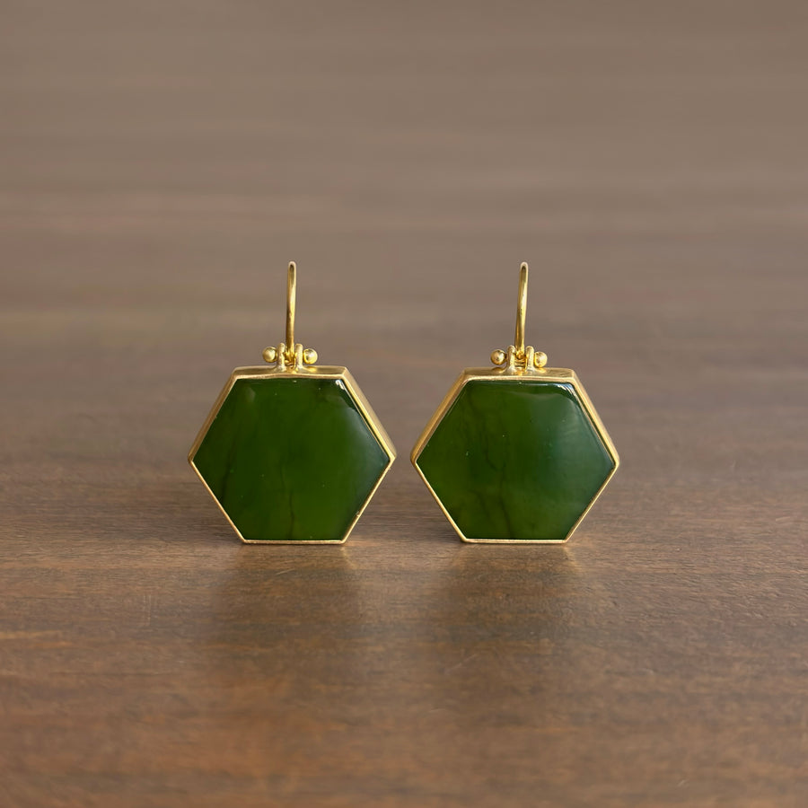 Canadian Jade Hexagon Earrings
