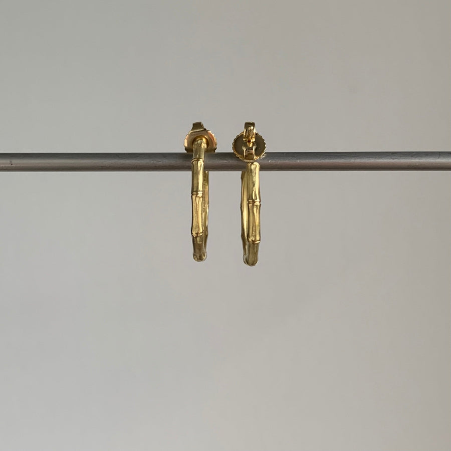 Medium Gold Bamboo Hoop Earrings
