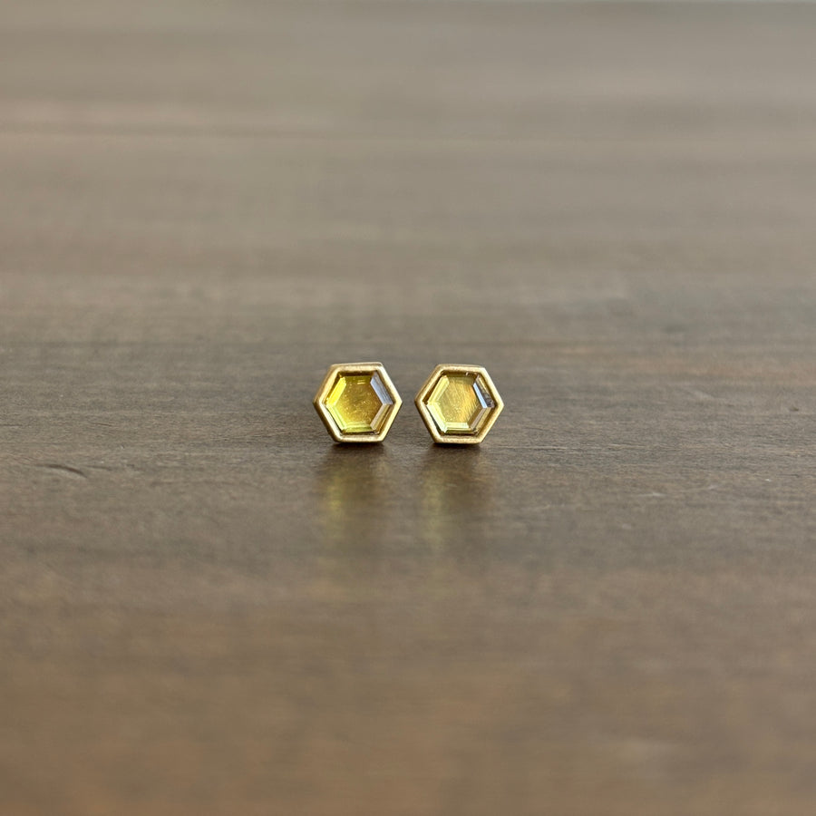 Hexy Natural Yellow Sapphire Sequin Studs