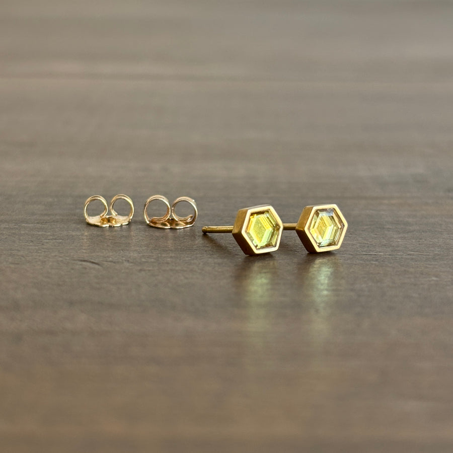 Hexy Natural Yellow Sapphire Sequin Studs
