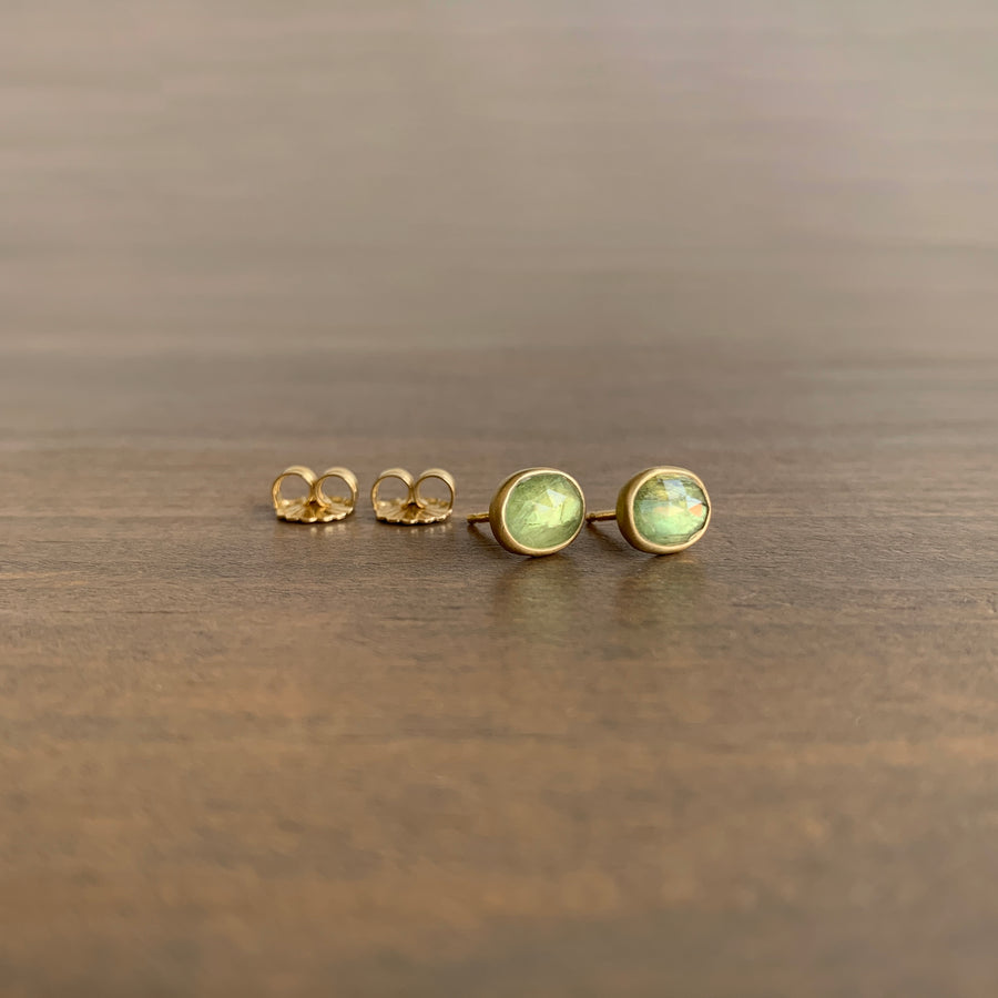 Oval Natural Lime-Aid Umba Sapphire Stud Earrings