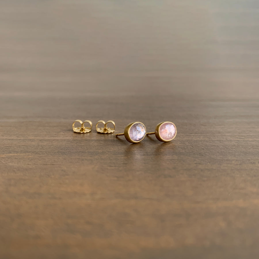 Oval Natural Pale Pink Umba Sapphire Stud Earrings