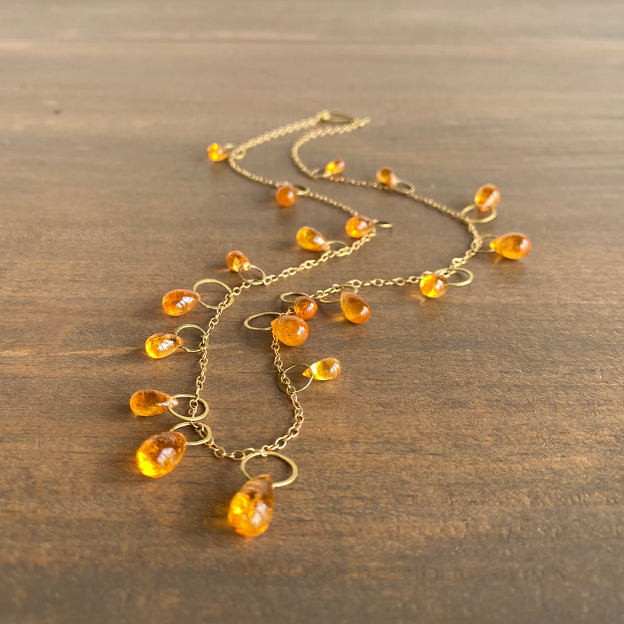 Garnet Delicate Circle Bunches Necklace