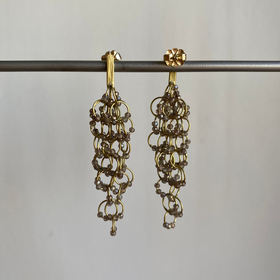 Gold & Zircon Delicate Tangle Earrings