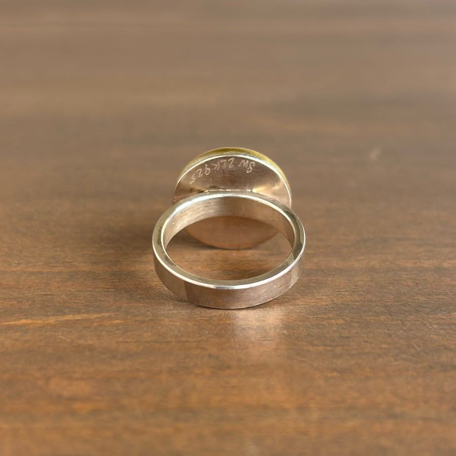 Round Cabochon Malachite Ring