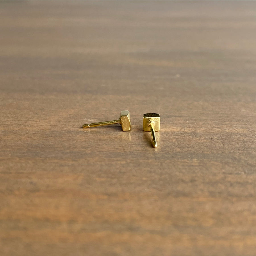 Medium Gold Faceted Stud Earrings